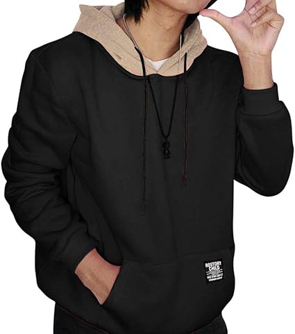 color block letter patch detail pouch pocket fleece hoodie