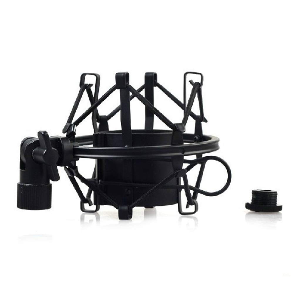 Faderr Universal Microphone Shock Mount Holder Adapter Clamp Clip Large Diameter Studio Condenser Mic Anti-Vibration Mic Holder(Black,size:4.5cm)