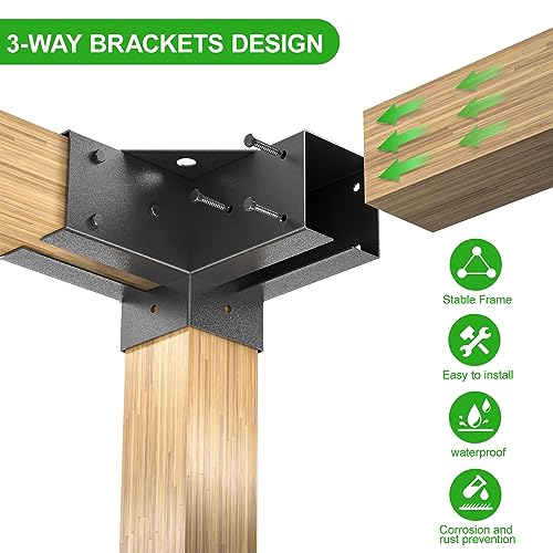 ORIGLE Pergola Brackets - Heavy Duty 4x4 Brackets kit (Q235 Steel Anti-Corrosion, 3.58"x3.58" Fit) - Pergola Kit for DIY Garden, Patio, Gazebo - Weatherproof for 4x4 Wood Beams (4-Pack) | Heavy Duty Q235 Steel with Weatherproof Anti-Corrosion Coating