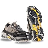 OuterStar Traction Cleats Ice Snow Grips Anti Slip 12 Stainless Steel Spikes Crampons for Footwear (Black, Medium)