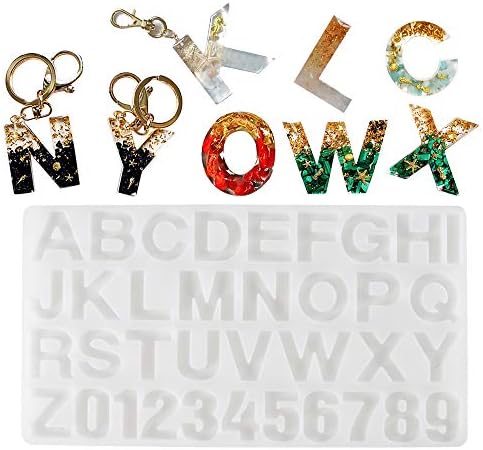 DIY Casting Mold, ManYee Number Alphabet Jewelry Casting Mold Letter Resin Silicone Molds DIY Sugar Cake Keychains Craft Casting Molds Kit