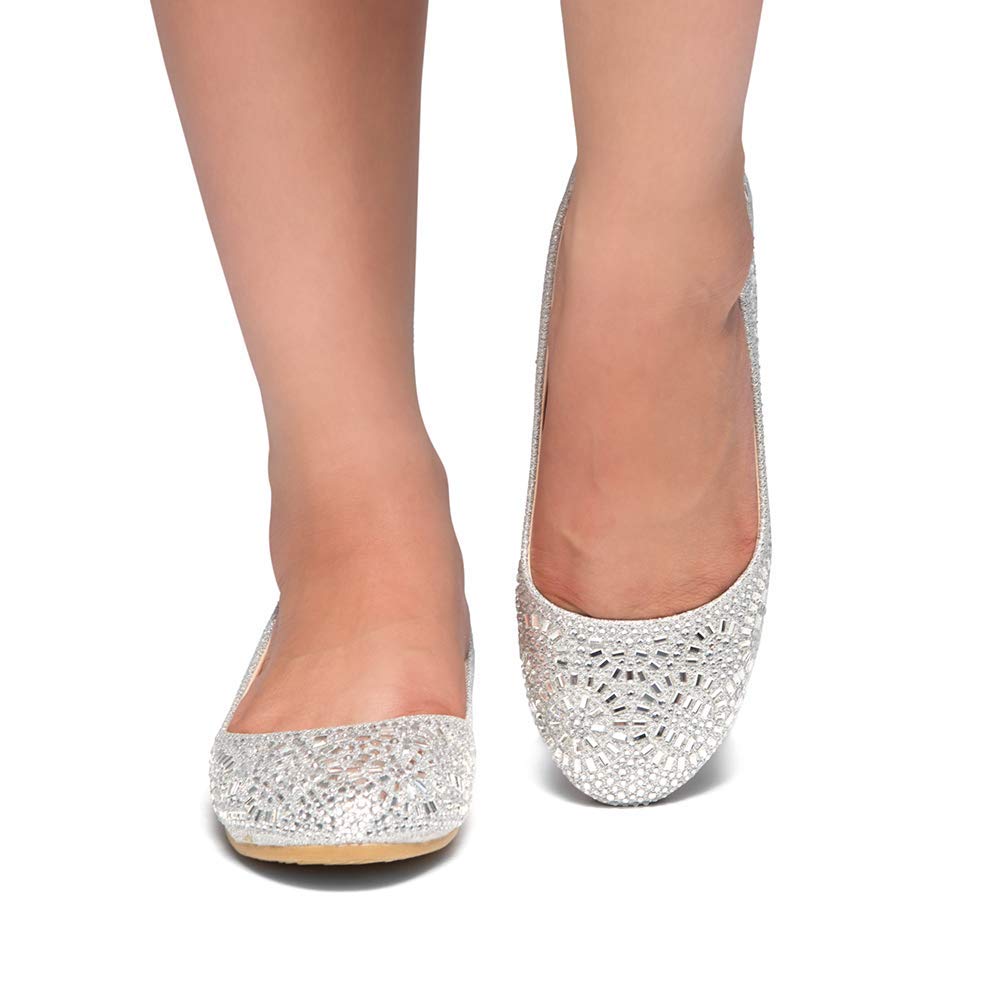 Herstyle Women's Vicky Round Toe Jeweled Embellishments Rhinestone Ballet Flats Shoes - Image 4