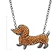 Crystaluxe Dachshund Necklace with Swarovski Crystals in Sterling Silver