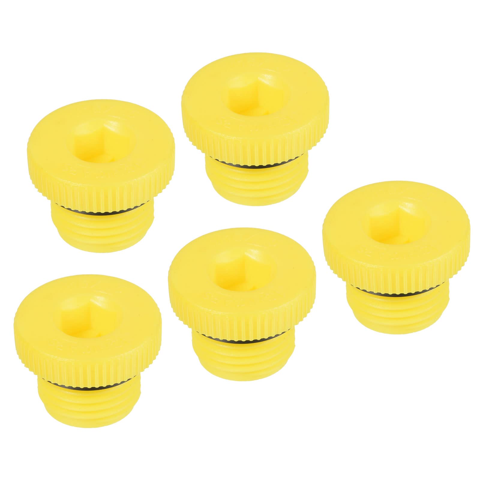 PATIKIL Hold Plugs M16x1.5, 5 Pack PP Plastic Male Threaded Hex Socket Sealing Screw End Cap, Yellow