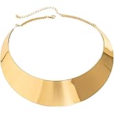 ETAWDE Exaggerated Metal Wire Open Cuff Torques Choker Necklace for Women Punk Wide Adjustable Chain Grunge Jewelry Punk