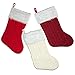 Set of 3 Cable Knitted Christmas Stockings with Fur Traditional Classic Holiday Stocking Decorations, White Red and Burgundy Solid Colors Designs for Fireplace Decor and Party Favor Accessories