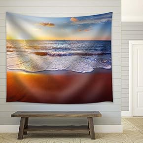 Beach at Sunset - Fabric Tapestry, Home Decor - 51x60 inches