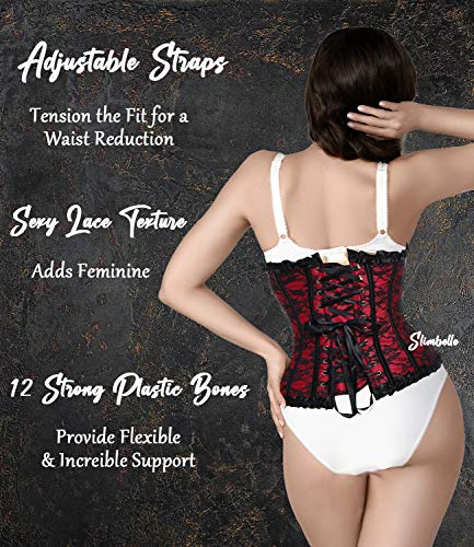 SLIMBELLE-Bustier-Corsetto-Top-in-Pizzo-Floreale-Disossato-Overbust-Gothic-Sexy-Cincher-per-Natale-e-Feste-con-1-Perizoma