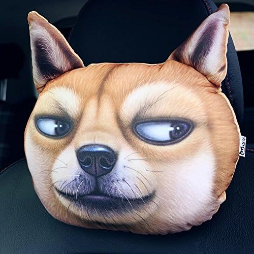 3D Cartoon Animal Car Pillow Car Headrest Travel Pillow Decorative Pillow Headrest Neck Cute Emoji Pillows For Home Office (Huang xiaojian)