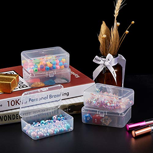 SATINIOR 12 Pack Clear Plastic Beads Storage Containers Box with Hinged Lid for Beads and More