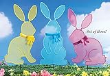 Easter Bunny Mesh Garden Stakes - Set of 3