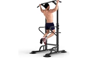 DlandHome Power Tower Dip Station Pull Up Bar Multi-Function Strength Training Fitness Workout Station for Home Office Gym