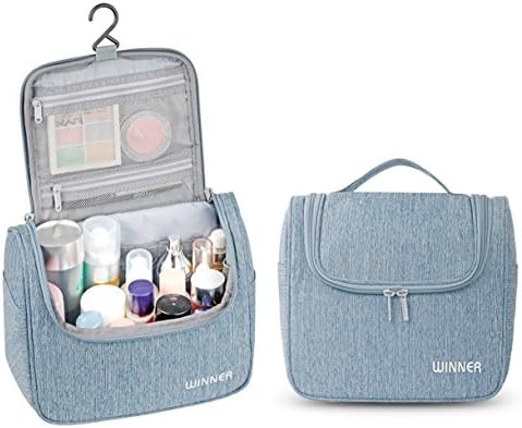 Hanging Toiletry Bag for Men & Women,Waterproof Toiletry Organizer For Travels,Travel Shower Bag with Mesh Pockets&Sturdy Hook,Ideal Holiday Gifts(Gray Blue)