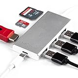 USB C Hub, 3.1 Type C Multiport Adapter to 4K HDMI, 3 USB 3.0 port, SD & TF Card Reader, USB C Power Delivery, by mooshlya