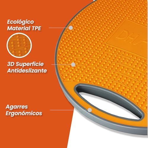 Tabla de Equilibrio, Almohadilla de Equilibrio con Asas, Extra Grande Ø 42cm, Máx. 200 kg, Entrenador de Equilibrio, Balance Board Fitness Adultos y Niños