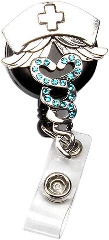 AYHU Nursing RN Retractable Badge Reel for Nurse Office Name ID Badge Holder with 360° Swivel Clip (Sky Blue)