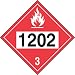 Accuform Signs MPL744VS1 Adhesive Vinyl 4-Digit DOT Placard, Hazard Class 3, Legend"1202" (Diesel Fuel), 10-3/4" Length x 10-3/4" Width x 0.004" Thickness, Black/White on Red primary
