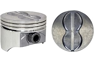 LOWPRICEDAUTOPARTS Cast Flat-Top Pistons (Set of 8) & Rings | for 67-90 GM/Chevrolet 5.7L 350 OHV V8 16V Engines | Car/Truck/SUV/Van/Marine | Contains (8) Pistons (Size STD) with Cast Rings