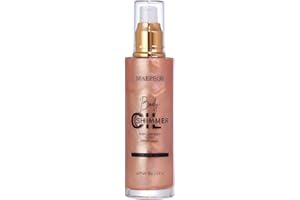 MAEPEOR Shimmer Body Luminizer 5 Colors Moisturizing Glow Illuminator Smooth and Non-sticky Summer Body Highlighter For Face & Body (80ML, 05 Rose Gold)