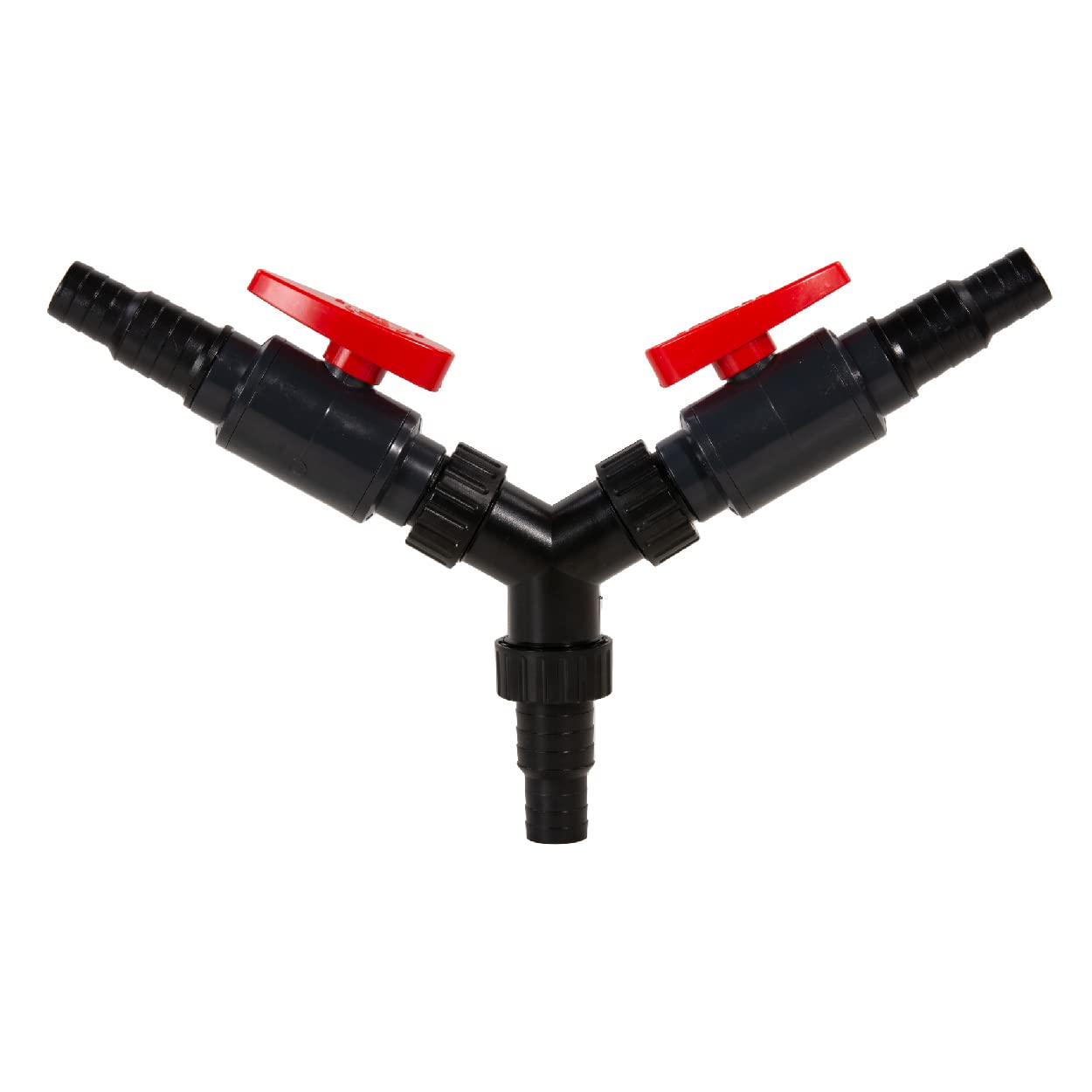 AquaForte 3-Way Valve Y Water Divider Diameter 20/25 mm, with 2 Ball Valves, Suitable for Water Ornaments and Waterfalls, Easy Connecting Hoses, No More Memory, Black