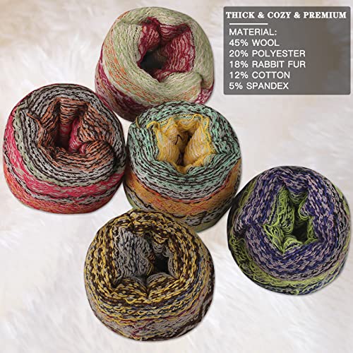 COOVAN Wool Socks for Women 5 Pairs Warm Thick Winter Socks for Women Cozy Knit Thermal Cabin Crew Socks