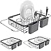 Shanik Expandable Draining Dish Rack - Over The Sink Dish Drainer, Sponge Rack with Two Utensil Holders - Sit in Sink or On The Counter - Adjustable from 14