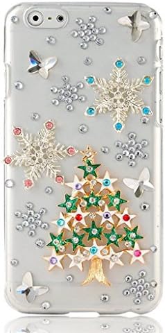 Iphone 7(4.7") Case,TAIYANYU(TM) 3D Handmade Bling Crystal Star Christmas Tree Silver Snowflake with Colorful Shiny Diamonds and Sparkle Butterfly Gems Clear Cover Hard PC Case for Iphone 7(4.7")