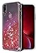 WORLDMOM for iPhone XR Case, Double Layer Design Bling Flowing Liquid Floating Sparkle Colorful Glitter Waterfall TPU Protective Phone Case, Red