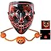 Gwei Halloween Mask Scary LED Light Up Mask -with Fun Necklace-for Festival Cosplay Halloween Festival Party (Red)