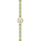 MASTOP Luxury Vintage Gold Watches for Women with Jade Colorful Crystal Small Oval Dainty Silver Watch Ladies Bracelet Dress Quartz Wrist Watch Waterproof Bangle
