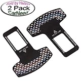 CarNeed 2 Pack Seat Belt Buckle Clip Clamp, Universal Carbon Fiber Blue Spun Car Seat Belt Buckle Clip, Suitable for Most Cars