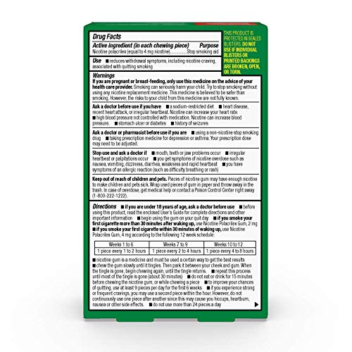 Basic Care Coated Nicotine Polacrilex Gum, 4 mg (nicotine), Mint Flavor, Stop Smoking Aid, 20 Count