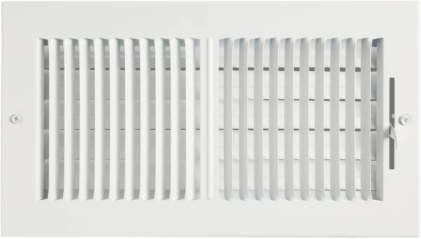 Registers, Grilles & Vents - White Air Vent Register, 6x12 Vent Cover with Damper for Wall or Ceiling for HVAC Systems with 11.75 x 5.5 in Opening