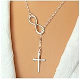 Bestpriceam Hot Sale Womens Simple Elegant Short Chain Necklace Personality Infinity Cross Lariat Pendant