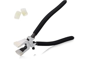 SPEEDWOX Glass Pliers Flat Jaws 8 Inches Black Glass Breaking Tool with 2 Pair of Rubber Tips Durable Mosaics Breaking Tool H