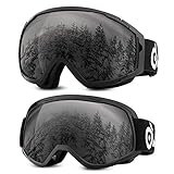 Odoland 2 Pack Ski Goggles for Adult and Youth, Anti-Fog and UV Protection Snow Goggles Compatible for Ski Helmet