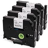 Oozmas Compatible Label Tape Replacement for Brother TZe-211 Tape Black on White Standard Laminated 6mm, Work with P-Touch PT-D210 PTD400AD PTH110 Labeler Label Maker, 0.23 Inch x 26.2 Feet, 4 Pack