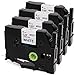 Oozmas TZe-211 TZe211 Compatible with Brother P-Touch Label Tape 1/4 Inch TZ TZe Tape 6mm 0.23 Inch Laminated Black on White Ptouch Refills PTH110 PT-D210 PTD220 Label Maker Tape Cartridges, 4-Pack