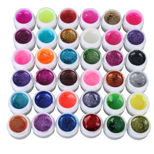 LIFECART 20 Color Acrylic Tips Glue Set Kit Nail Art Glitter Uv Gel Polish Top Coat Builder Powder