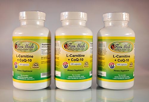 L-Carnitine 600mg + Coq-10 (3 Bottles - 300 [3x100] Capsules)
