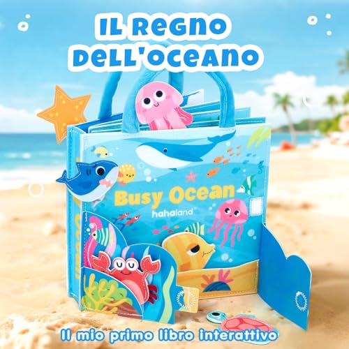hahaland Busy Board Montessori 1 Anno - 15 in 1 Feltro Libro Montessori Interattivo Quiet Book Sensoriale Educativo - Regalo Bimbo Bimba Giochi Bambini 1 2 3 Anno