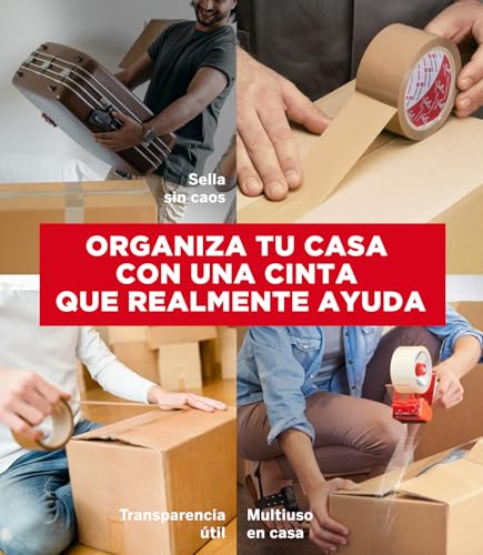 YUREX Cinta Canela 48mm x 135m Industrial 810m Totales Rinde Tres Veces Mas Pack 6 Adhesivo Fuerte y Silencioso sin Residuos Cinta de Embalaje Extra Larga para Cajas y Mudanzas Mas Metros por Rollo