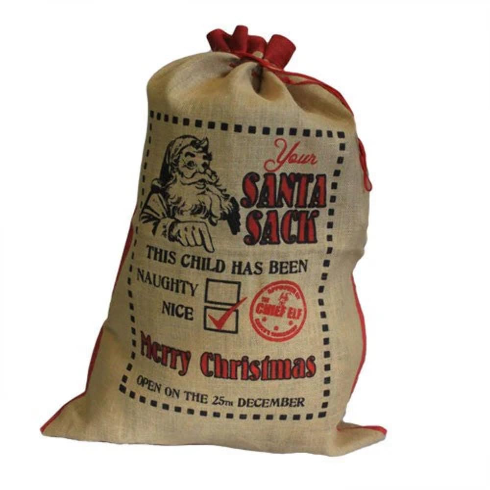 "This Child Has Been... Nice!" Jute Santa Sack