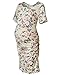 Women's Floral Printed Bodycon Maternity Dress Nursing Short Sleeve Ruched Sides Knee Length Beige Flower S