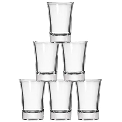 Abaronee Crystal Glass Heavy Base Straight Shot Glass Set of 6 Vodka Tequila Shot Glasses