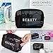 BestFire 3pcs/set Portable Travel Toiletry Cosmetic Bag Makeup Bag Organizer Multiple Function Mesh Breathable Travel Home Admission Package, Black (Large, Medium & Small)