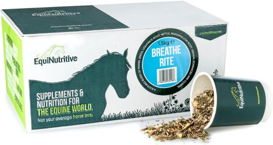 Equinutritive Breathe Rite - Horse Breathing Supplements. Equine Respiratory Support For Horses Prone To Coughing, Sneezing, Airborne Irritants or Allergies. 100% Natural Herbs (750g)