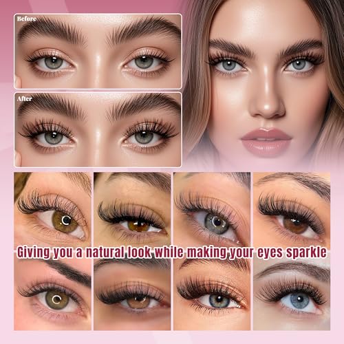 Mayhug Lash Clusters Kit, 640 Pcs Eyelashes Clusters Extensions 9-16mm Individual Lashes D Curl Fluffy Wispy False Eyelashes Thin Band, with Bond Seal Remover Tweezers Brush DIY (30D+40D Kit 9-16mm)
