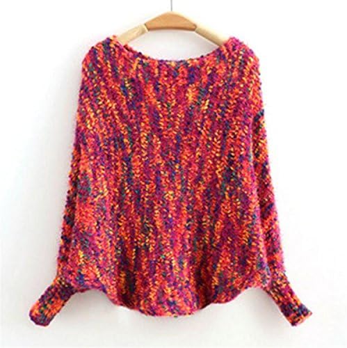 Sicong2 Sweet New autumn winter Fashion Women sweater New bat sleeve sweater female colored mohair sweater Knitted women sweaters pullovers RedOne Size Grace