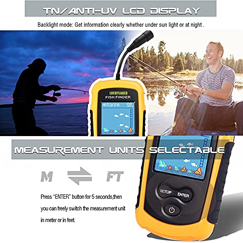 LUCKYLAKER Kayak Handheld Fish Finders Fishing Boat Depth Fishing